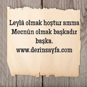 Leylâ olmak hoştur amma Mecnûn olmak başkadır başka.