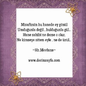 Misafirsin bu hanede ey gönül Umduğunla değil , bulduğunla gül..