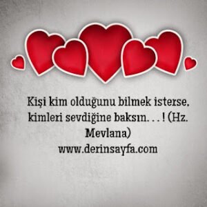 Kişi kim olduğunu bilmek isterse, kimleri sevdiğine baksın. . . ! (Hz. Mevlana)