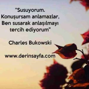 “Susuyorum.
Konuşursam anlamazlar,
Ben susarak anlaşılmayı tercih ediyorum"
– Charles Bukowski
