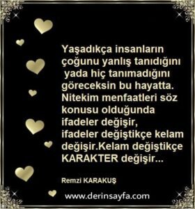 Yaşadıkça insanların çoğunu yanlış tanıdığını yada hiç tanımadığını göreceksin bu hayatta.
Remzi Karakuş