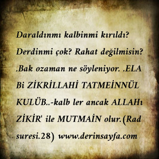 Daraldınmı kalbinmi kırıldı? Derdinmi çok? Rahat değilmisin? .Bak ozaman ne söyleniyor. .ELA Bi ZİKRİLLAHİ TATMEİNNÜL KULÜB..
