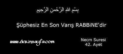 Necm, 42. Ayet: Şüphesiz en son varış Rabbinedir.