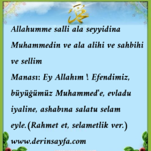 Allahumme salli ala seyyidina Muhammedin ve ala alihi ve sahbihi ve sellim