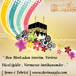 “ Ben MevLadan isterim.  Verirse YüceLiğidir ,  Vermezse imtihanımdır . ”  [ Şems