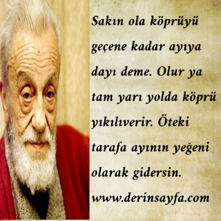 Sakın ola köprüyü geçene kadar ayıya dayı deme!! Olur ya tam yarı yolda köprü yıkılıverir..