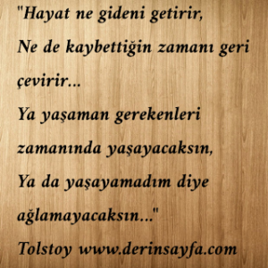 Hayat ne gideni getirir, Ne de kaybettiğin zamanı geri çevirir…