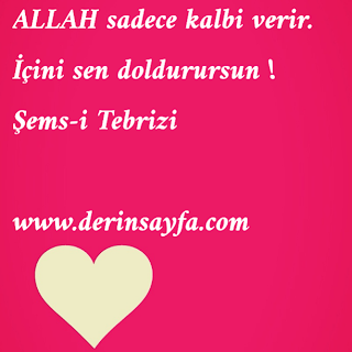 ALLAH sadece kalbi verir. İçini sen doldurursun !  Şems